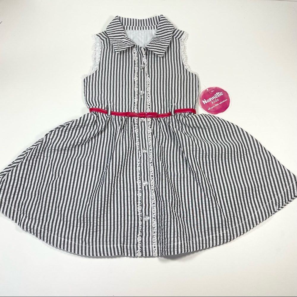 NWT Nannette Seersucker Dress With Pink Belt